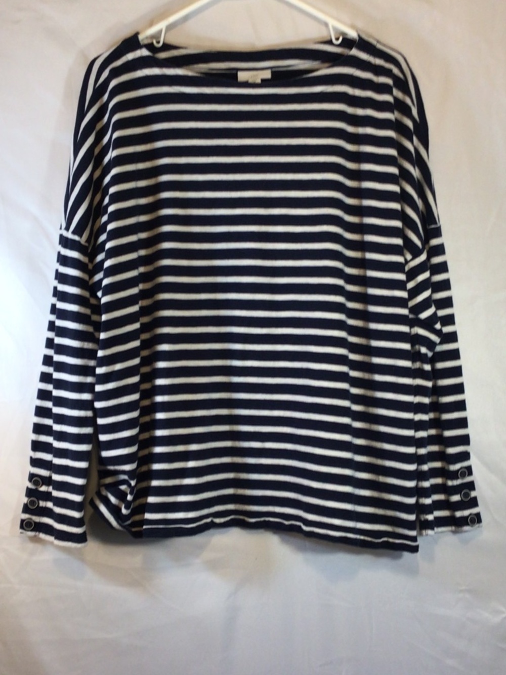 J.Jill Top 2X Black White Striped 100% Cotton Classic Timeless Nautical Coastal